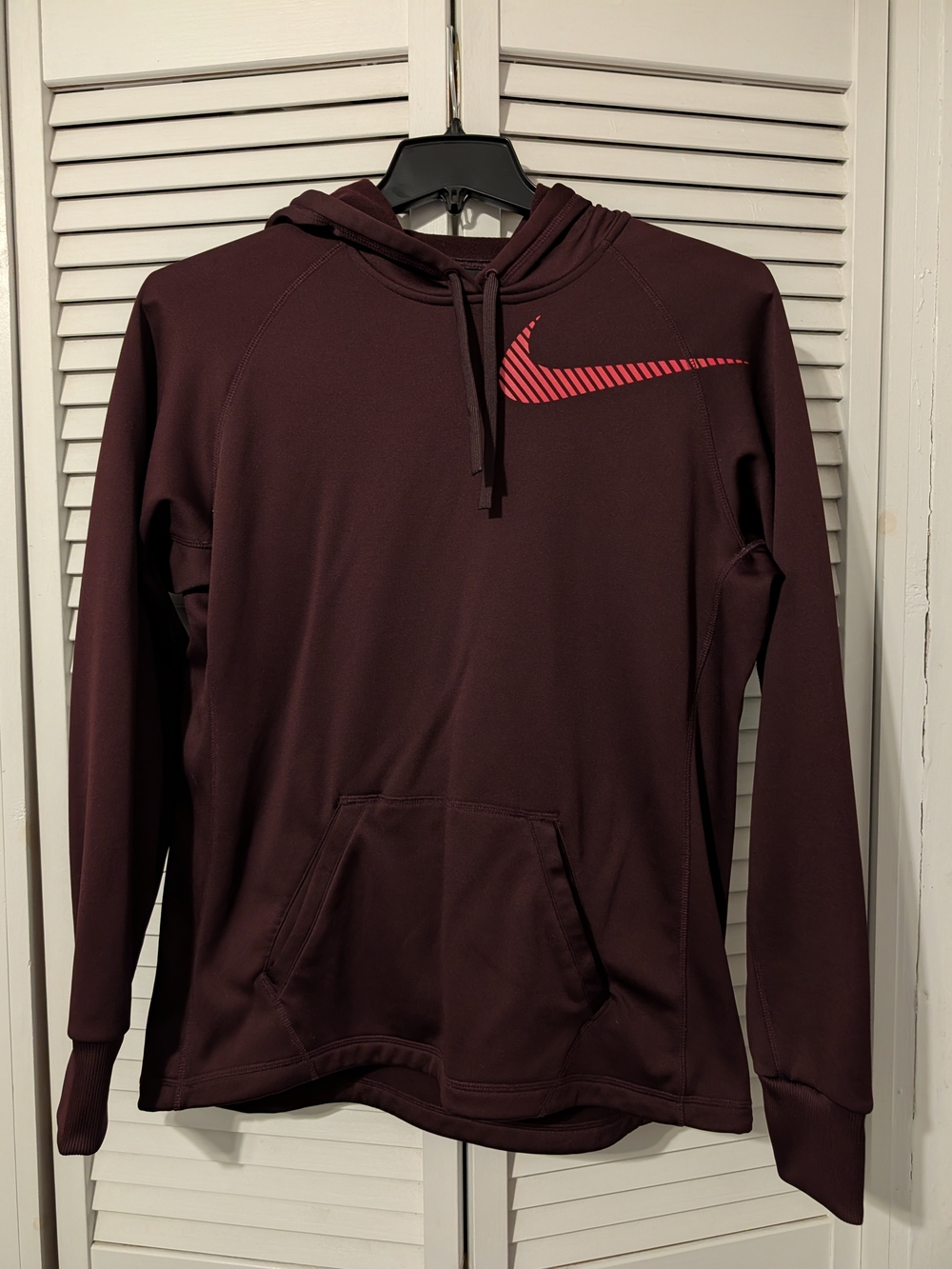 Nike Women’s Maroon Crewneck Hoodie with Red Swoosh
